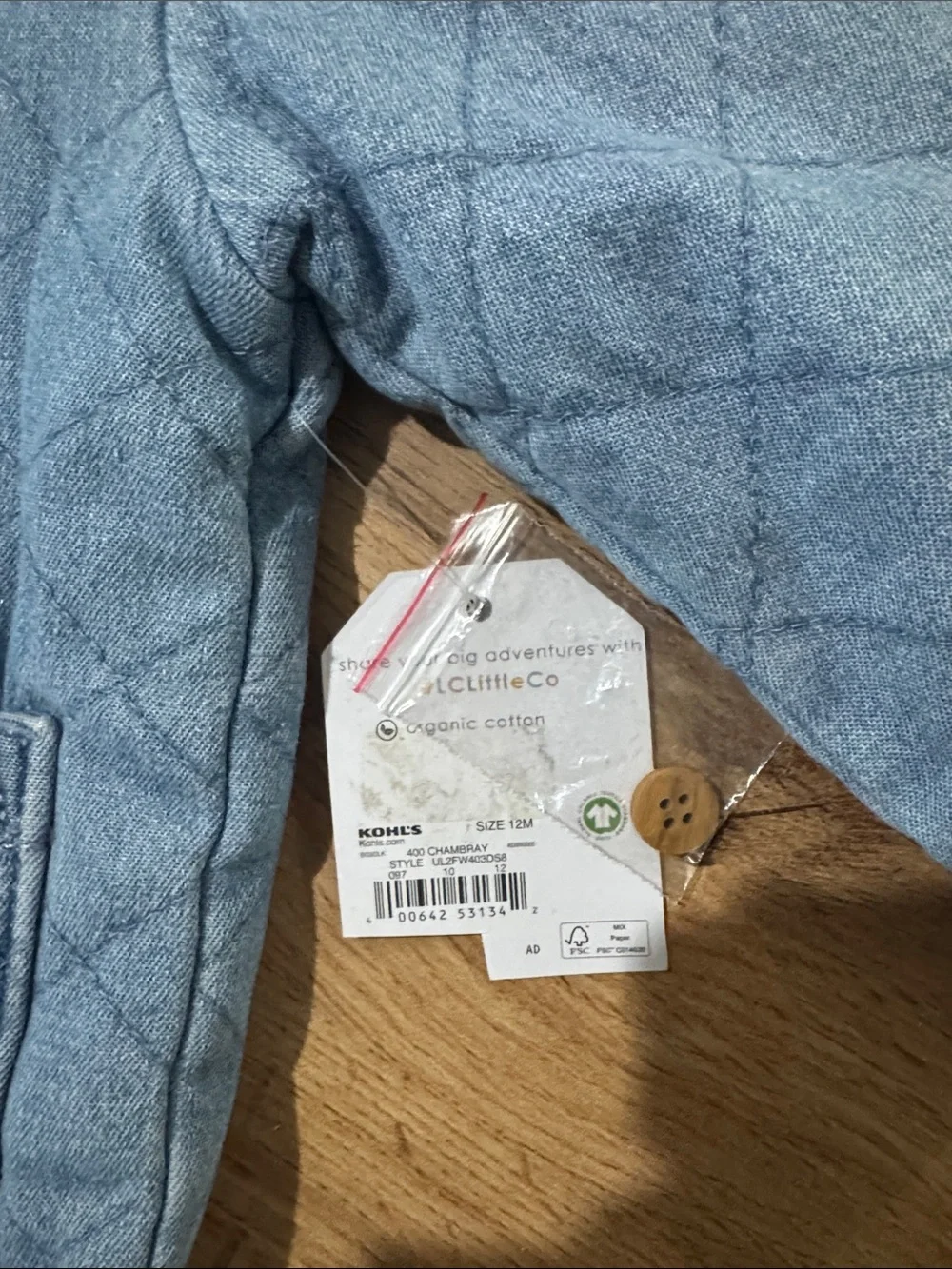 Kids Quilted Light Blue Jean Jacket with Front Pockets